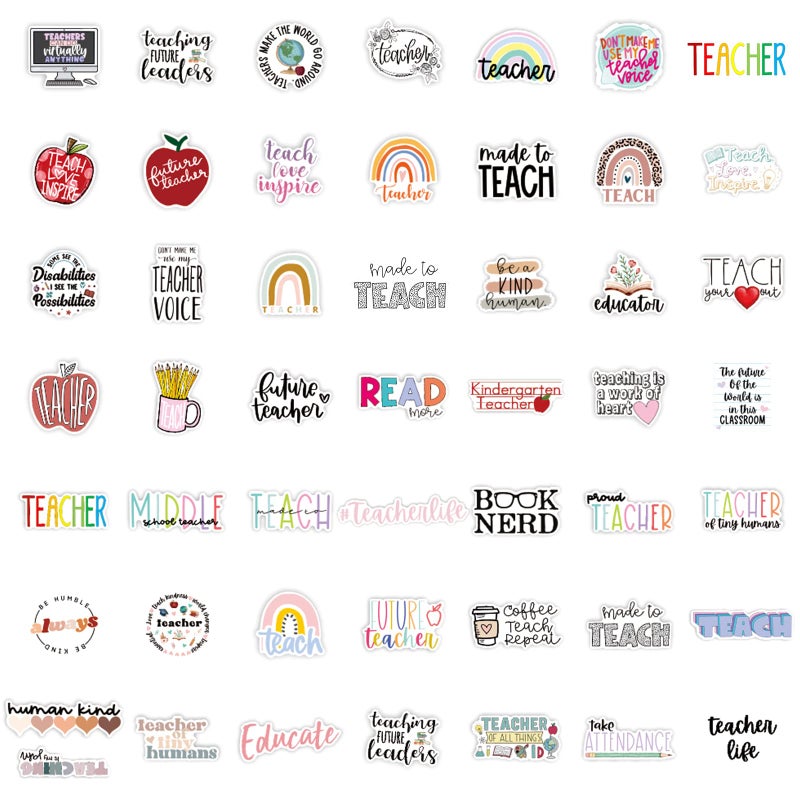 CAKOLINK Teacher Stickers 50 Pcs  Vinyl Waterproof Teacher Stickers for Laptop Water Bottles Notebook  Teacher Appreciation Gifts in Bulk - Image 3